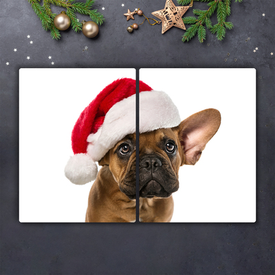 Skleněná krájecí deska Buldok vánoční pes