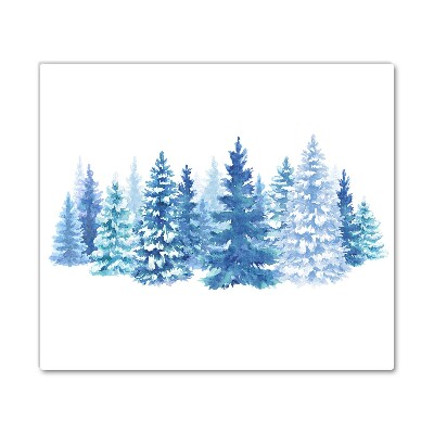 Skleněná krájecí deska Vánoční stromky sníh zima