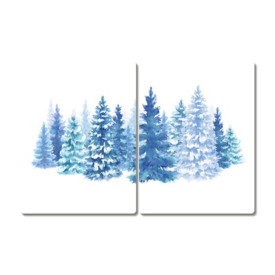 Skleněná krájecí deska Vánoční stromky sníh zima