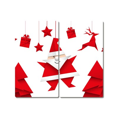 Skleněná krájecí deska Svátky Santa Claus dárky