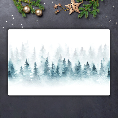 Skleněná krájecí deska Vánoční stromeček sníh
