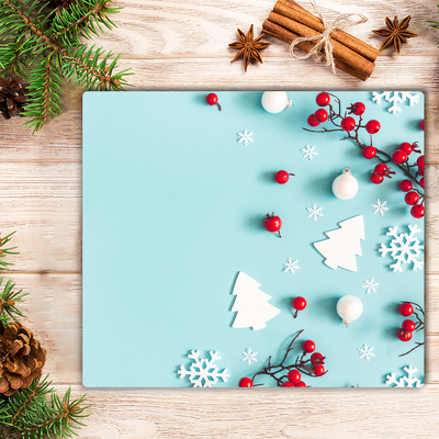 Skleněná krájecí deska Sněhové vločky vánoční ozdoby