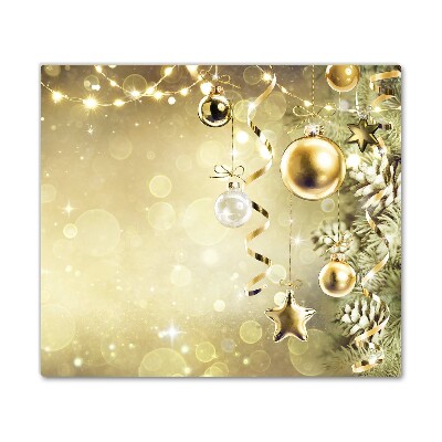 Skleněná krájecí deska Zlaté ozdoby vánoční ozdoby