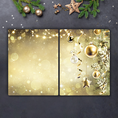Skleněná krájecí deska Zlaté ozdoby vánoční ozdoby