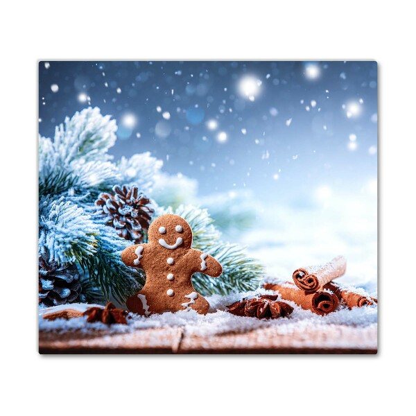 Skleněná krájecí deska Vánoční perníkové sněhové vánoční stromeček