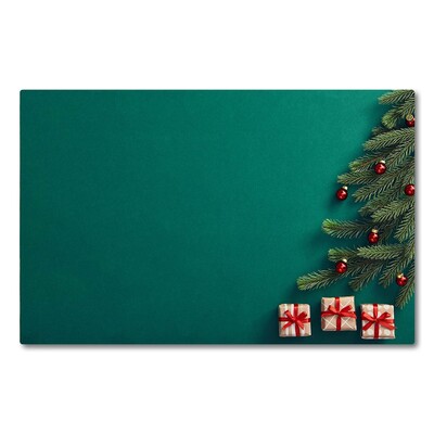 Skleněná krájecí deska Dárky na vánoční stromeček zima