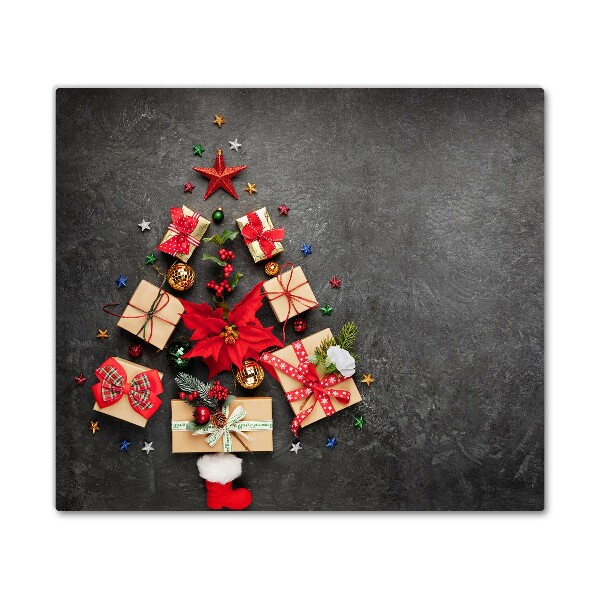 Skleněná krájecí deska Abstraktní vánoční stromeček dárky