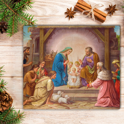Skleněná krájecí deska Ježíš vánoční stáj