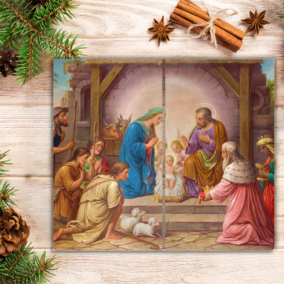 Skleněná krájecí deska Ježíš vánoční stáj