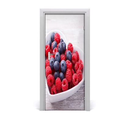 Samolepící fototapeta na dveře maliny a jahody