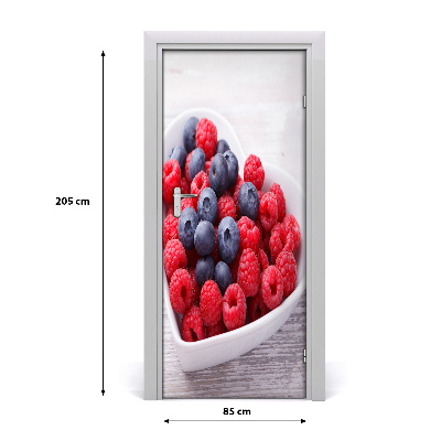 Samolepící fototapeta na dveře maliny a jahody