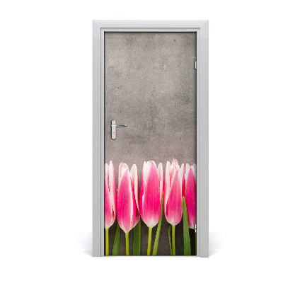 Samolepící fototapeta na dveře Růžové tulipány