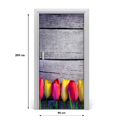 Samolepící fototapeta na dveře barevné tulipány