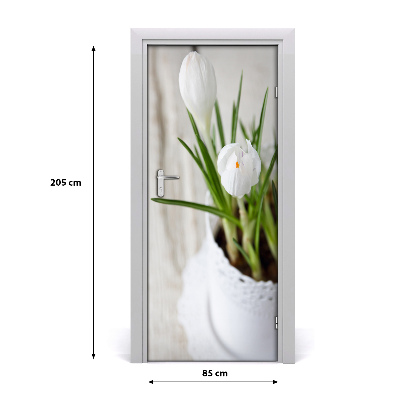 Samolepící fototapeta na dveře Bílé krokusy