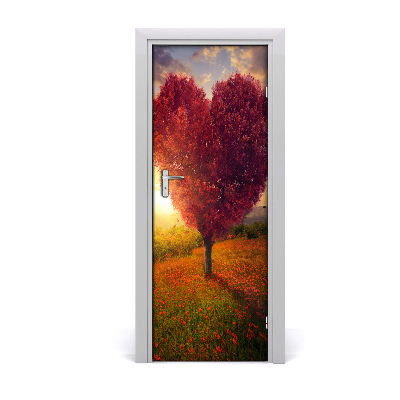 Fototapeta na dveře samolepící dřevo srdce