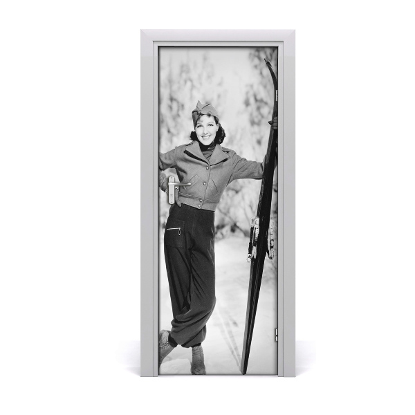 Fototapeta na dveře žena lyže