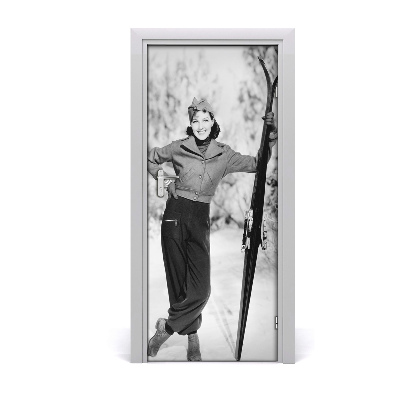 Fototapeta na dveře žena lyže