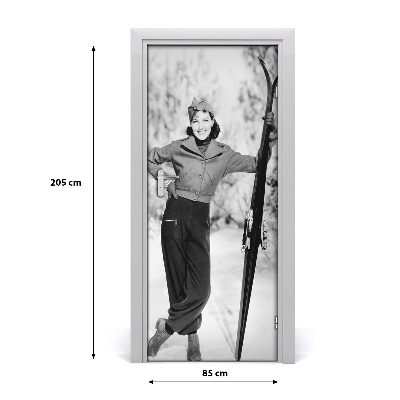 Fototapeta na dveře žena lyže