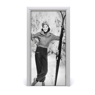 Fototapeta na dveře žena lyže