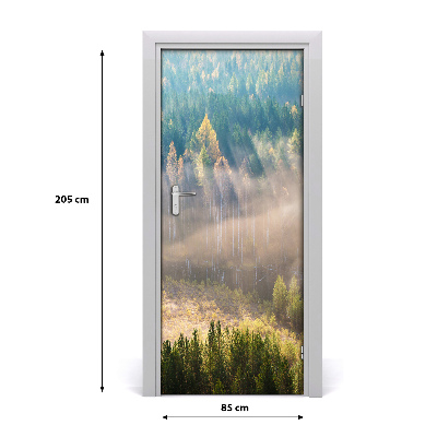Fototapeta na dveře samolepící mlha nad lesem