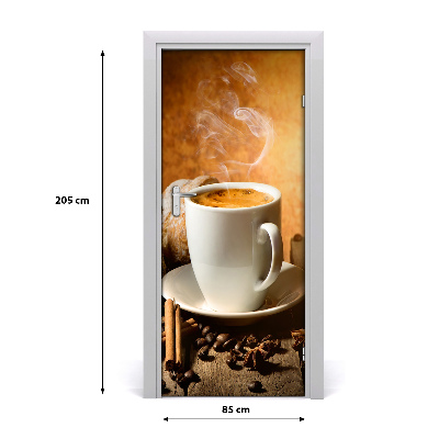 Samolepící fototapeta na dveře šálek kávy