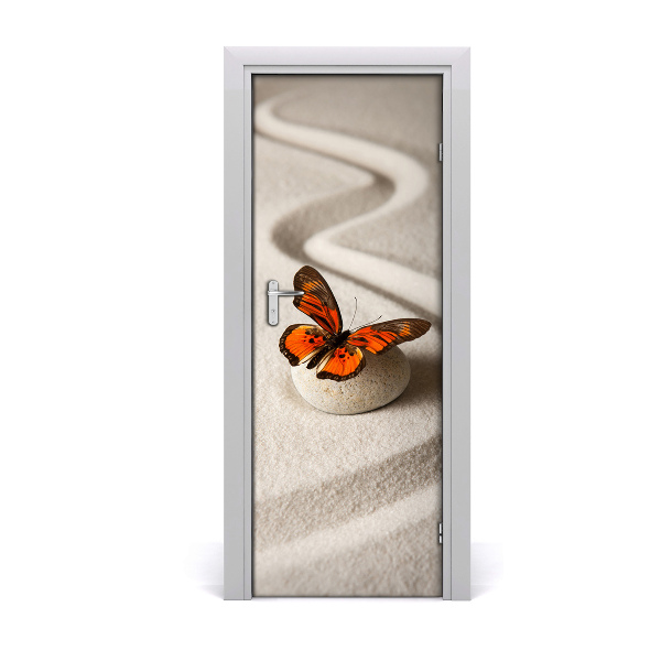Samolepící fototapeta na dveře Kámen zen a motýl