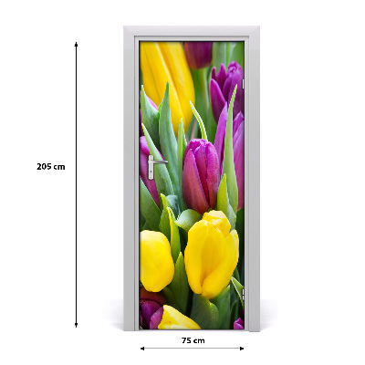 Samolepící fototapeta na dveře barevné tulipány