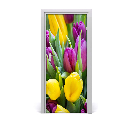 Samolepící fototapeta na dveře barevné tulipány