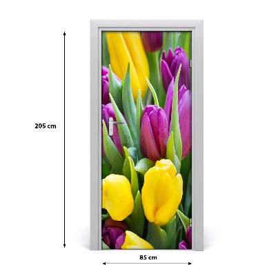 Samolepící fototapeta na dveře barevné tulipány