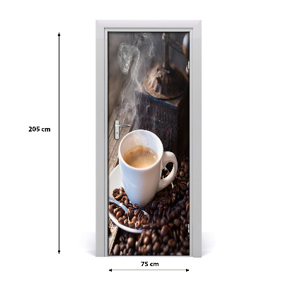 Samolepící fototapeta na dveře šálek kávy
