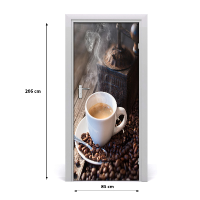 Samolepící fototapeta na dveře šálek kávy
