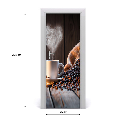 Samolepící fototapeta na dveře šálek kávy