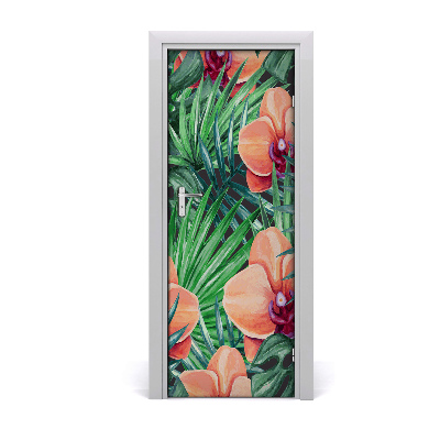 Samolepící fototapeta na dveře Orchidej a palmy