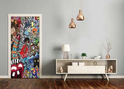 Fototapeta samolepící na dveře hudební koláž