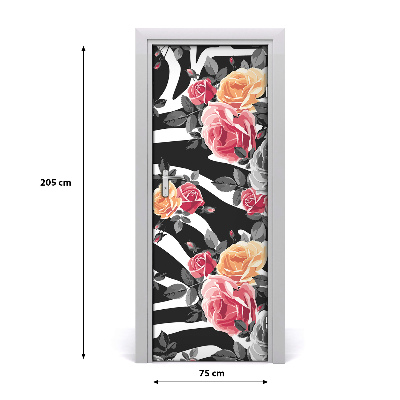 Samolepící fototapeta na dveře růže zebra
