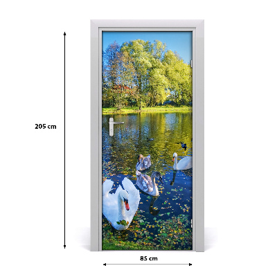 Samolepící fototapeta na dveře Labutě na jezeře