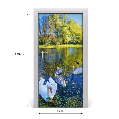 Samolepící fototapeta na dveře Labutě na jezeře