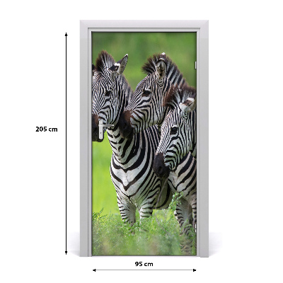 Samolepící fototapeta na dveře Tři zebry