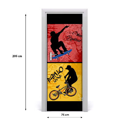Fototapeta samolepící dveře kolo a skateboard