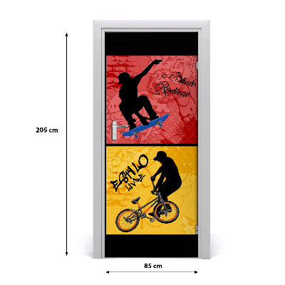 Fototapeta samolepící dveře kolo a skateboard