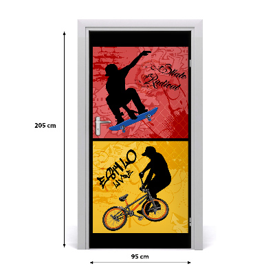 Fototapeta samolepící dveře kolo a skateboard