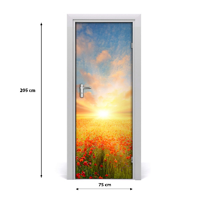 Fototapeta na dveře krajina pole máků