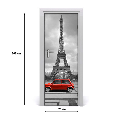 Fototapeta samolepící dveře Eiffelova věž auto
