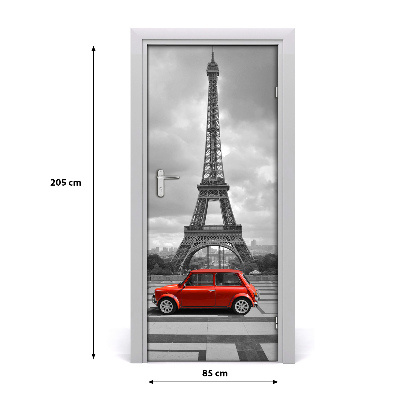 Fototapeta samolepící dveře Eiffelova věž auto