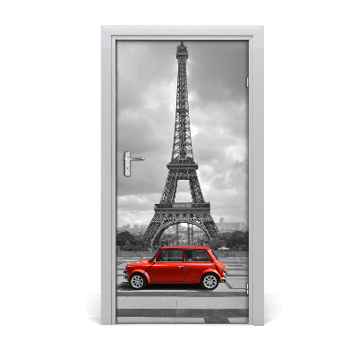 Fototapeta samolepící dveře Eiffelova věž auto