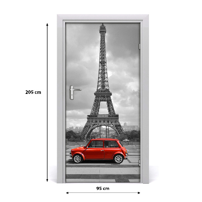 Fototapeta samolepící dveře Eiffelova věž auto