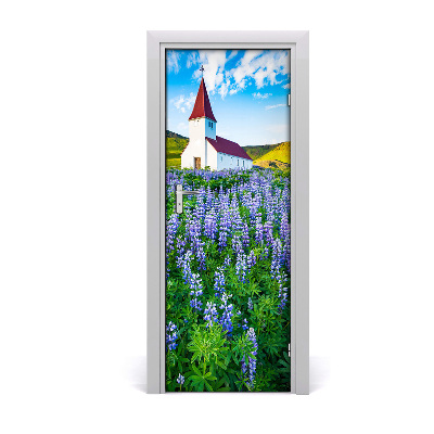 Fototapeta samolepící na dveře kostel květiny