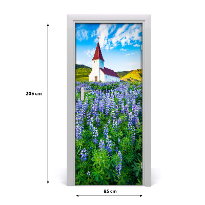 Fototapeta samolepící na dveře kostel květiny
