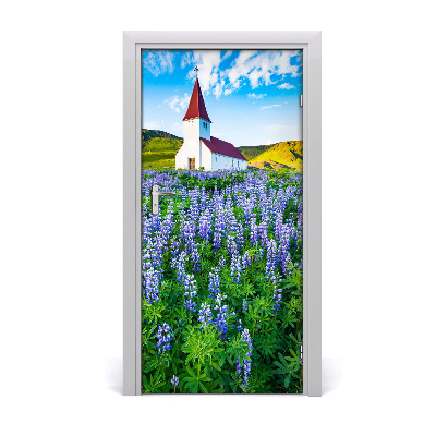 Fototapeta samolepící na dveře kostel květiny