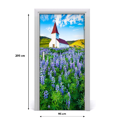 Fototapeta samolepící na dveře kostel květiny